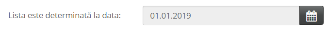 Câmpul cu lista determinată la o dată