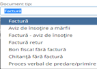Selectorul de tip document furnizor