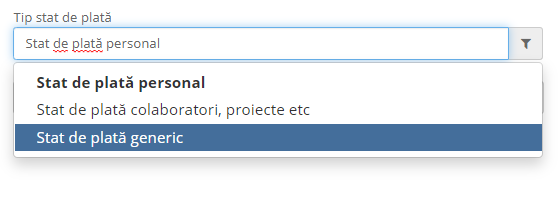 Selectorul de tip stat de plată
